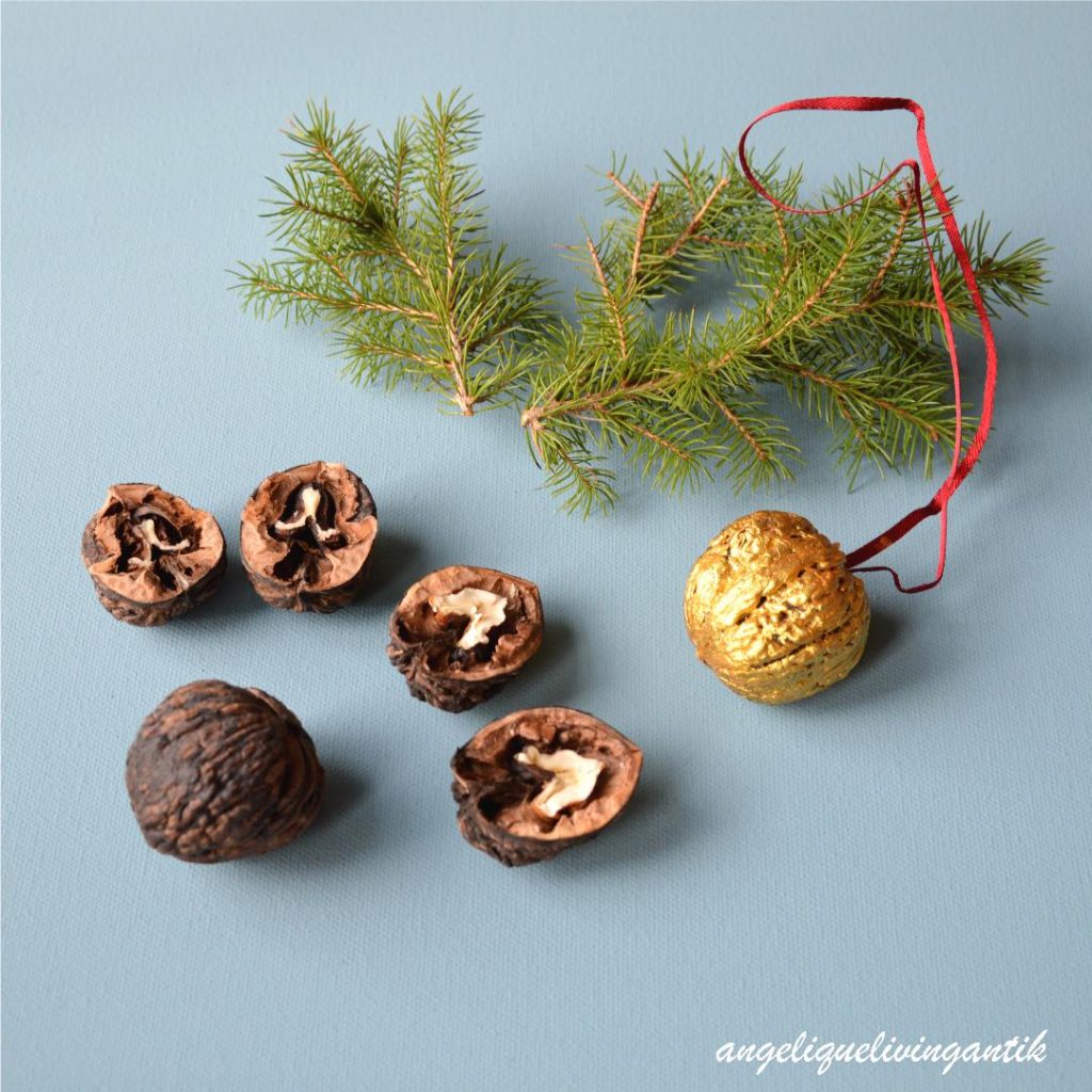 Basteln für Weihnachten: Goldene Nüsse