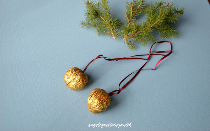 Basteln für Weihnachten: Golden Nüsse